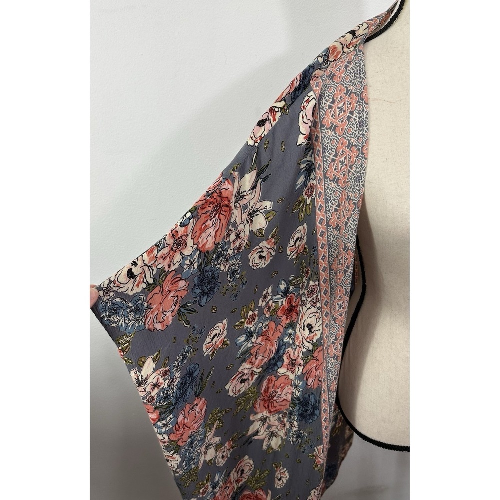 ANGIE Floral Print Kimono Cover Up Womens M Lightweight Festival Beach Boho Top - Picture 6 of 7